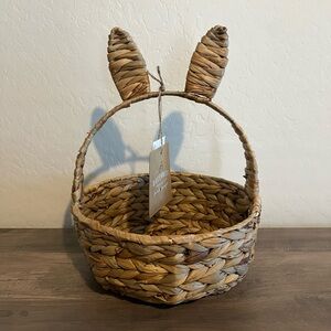 Woven Wicker Basket with Bunny Ears Easter Spring Holiday Decor